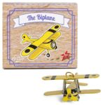 Retro Biplane Metal Airplane Model, Biplane Military Aircraft, Home Decor Toy, Kids for 14Yrs+, Yellow